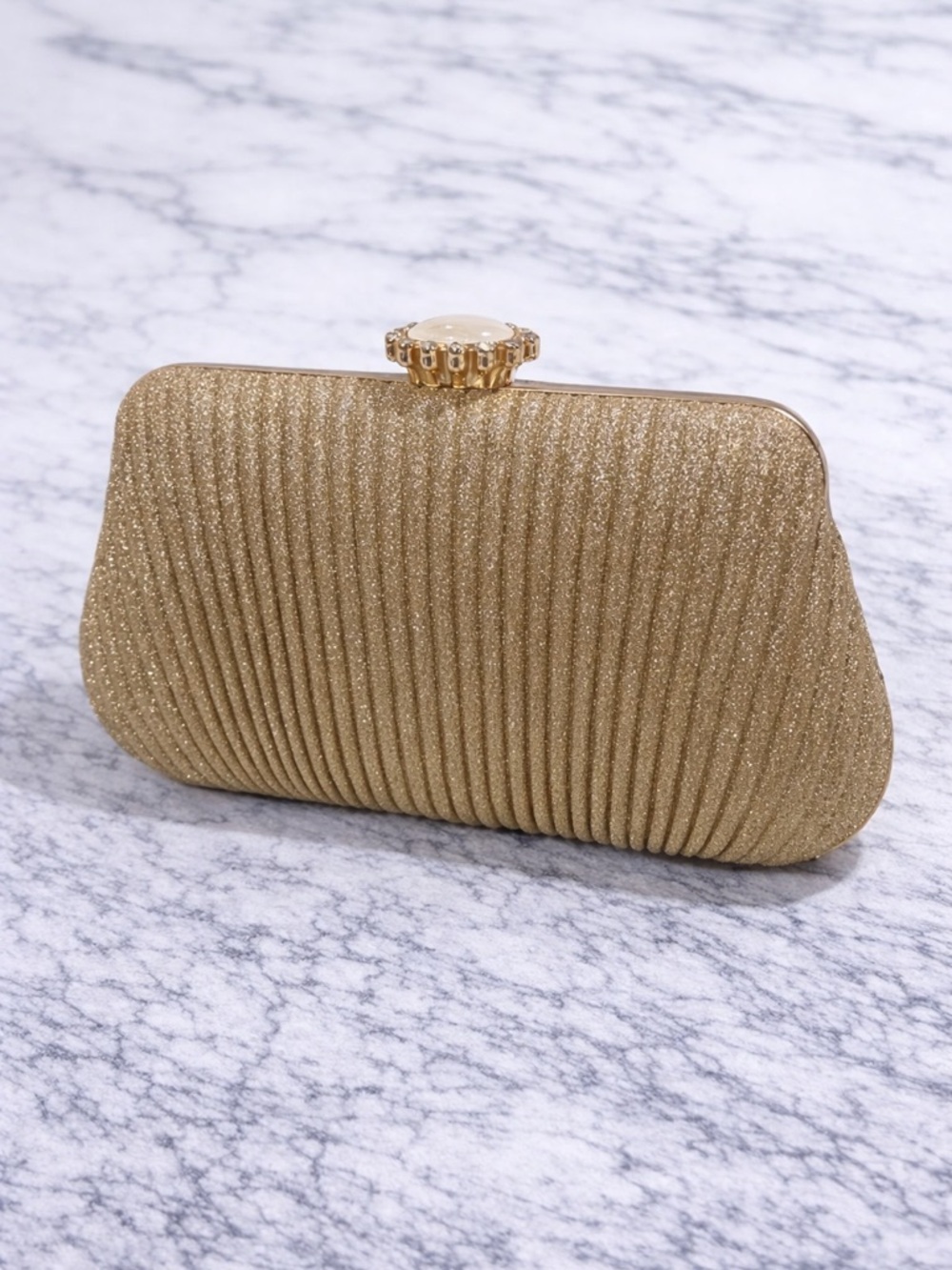 Gold Pleated Evening Clutch